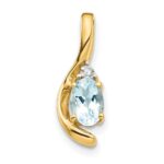 14k 6x4 Oval March/Aquamarine and Diamond Pendant
