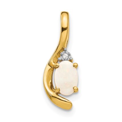 14k 6x4 Oval October/Opal and Diamond Pendant