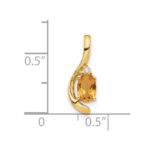 14k 6x4 Oval November/Citrine and Diamond Pendant - Image 3