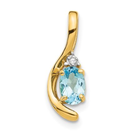 14k 6x4 Oval December/Blue Topaz and Diamond Pendant