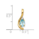 14k 6x4 Oval December/Blue Topaz and Diamond Pendant - Image 3