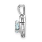 14k White Gold 6x4 Oval March/Aquamarine and Diamond Heart Pendant - Image 2