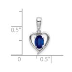 14k White Gold 6x4 Oval September/Sapphire and Diamond Heart Pendant - Image 3