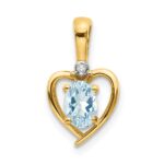 14k 6x4 Oval March/Aquamarine and Diamond Heart Pendant