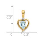 14k 6x4 Oval March/Aquamarine and Diamond Heart Pendant - Image 3