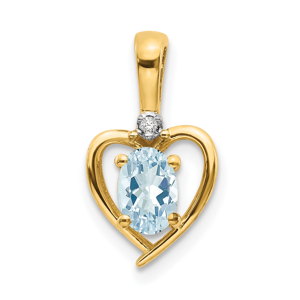 XBS492.jpg 14k 6x4 Oval March/Aquamarine and Diamond Heart Pendant - Image 1