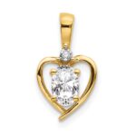 14k 6x4 Oval April/White Topaz and Diamond Heart Pendant