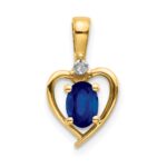 14k 6x4 Oval September/Sapphire and Diamond Heart Pendant