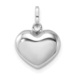 14k White Gold 3D Puffed Heart Pendant - Image 3