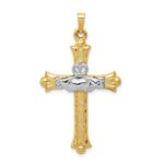 14k Two-tone Claddagh Cross Pendant