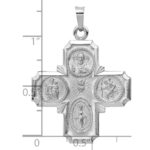 14k White Gold Polished and Satin Four-Way Medal Pendant - Image 4