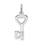 14k White Gold Hearts Key Charm - Image 4