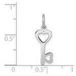 14k White Gold Hearts Key Charm - Image 3