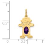14K Girl Charm 6x4 Oval Genuine Amethyst-February - Image 3