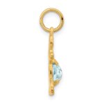 14K Girl Charm 6x4 Oval Genuine Aquamarine-March - Image 2