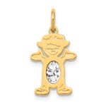 14K Girl Charm 6x4 Oval Genuine White Topaz-April