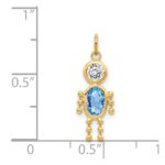 14k March Boy Synthetic Birthstone Charm - Image 3