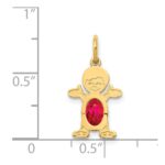 14K Boy Charm 6x4 Oval Genuine Ruby-July - Image 3