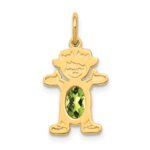 14K Girl Charm 6x4 Oval Genuine Peridot-August