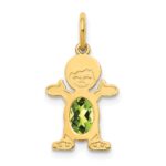 14K Boy Charm 6x4 Oval Genuine Peridot-August