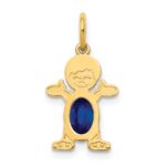 14K Boy Charm 6x4 Oval Genuine Sapphire-September