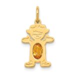 14K Girl Charm 6x4 Oval Genuine Citrine-November