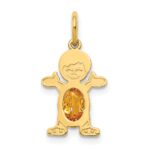 14K Boy Charm 6x4 Oval Genuine Citrine-November
