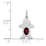 14K White Gold Boy Charm 6x4 Oval Genuine Garnet-January - Image 3