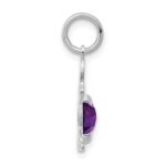 14K White Gold Boy Charm 6x4 Oval Genuine Amethyst-February - Image 2