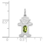 14K White Gold Girl Charm 6x4 Oval Genuine Peridot-August - Image 3