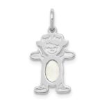 14K White Gold Girl Charm 6x4 Oval Genuine Opal-October