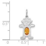 14K White Gold Girl Charm 6x4 Oval Genuine Citrine-November - Image 3