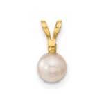 14k 5-6mm White Round Akoya Saltwater Cultured Pearl and .03 Carat Diamond Post Earrings and Pendant Set - Image 4