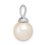 14k White Gold 9-10mm Round White South Sea Saltwater Pearl Pendant - Image 2