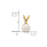14k 5-6mm White Round Freshwater Cultured Pearl and .01 Carat Diamond Pendant - Image 3