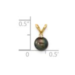 14k 5-6mm Black Round Freshwater Cultured Pearl and .01 Carat Diamond Pendant - Image 4