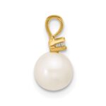 14k 6-7mm White Round Freshwater Cultured Pearl and .03 Carat Diamond Pendant - Image 2