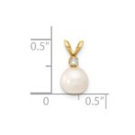 14k 6-7mm White Round Freshwater Cultured Pearl and .03 Carat Diamond Pendant - Image 3