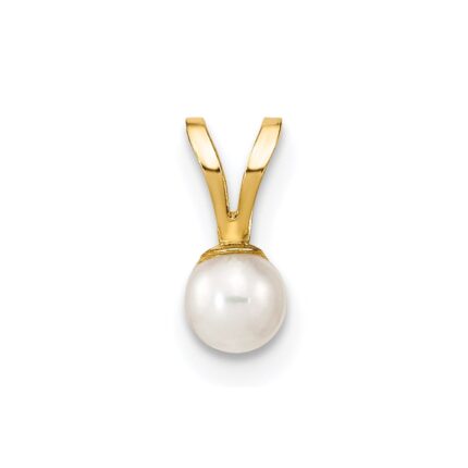 14k 3-4mm White Round Freshwater Cultured Pearl Pendant