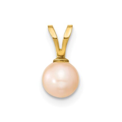 14k 5-6mm Round Pink Freshwater Cultured Pearl Pendant