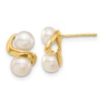 14k 5-6mm White Button Freshwater Cultured Pearl Post Earrings and Pendant Set - Image 2