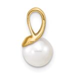 14K 7-8mm White Round Freshwater Cultured Pearl Polished Pendant - Image 2