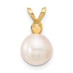14k 7-7.5mm White Round Freshwater Cultured Pearl and .09RU Ruby Pendant - Image 3