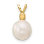 14k 8-8.5mm White Round Freshwater Cultured Pearl and .07AM Amethyst Pendant - Image 3