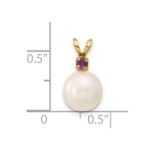 14k 8-8.5mm White Round Freshwater Cultured Pearl and .07AM Amethyst Pendant - Image 4