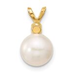 14k8-8.5mm White Round Freshwater Cultured Pearl and .09EM Emerald Pendant - Image 3