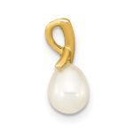 14K 5-6mm White Teardrop Freshwater Cultured Pearl Pendant - Image 2