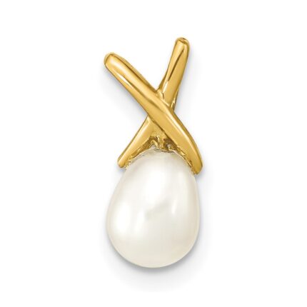 14K 5-6mm White Teardrop Freshwater Cultured Pearl Pendant