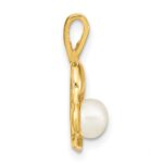 14k 5-6mm White Button Freshwater Cultured Pearl Dolphin Pendant - Image 2