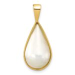 14K 10x18mm White Teardrop Saltwater Cultured Mabe Pearl Pendant